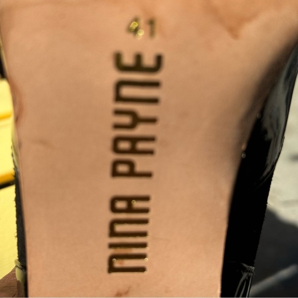 Nina Payne Anthropologie Patent Leather Lace Up Booties 41 / 9.5 Black - Picture 6 of 8